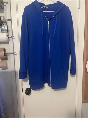 Liz Claiborne Weekend Royal Blue Tunic Length Fleece Zip Jacket